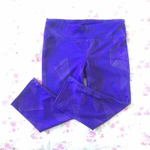 Old Navy Active Girls Workout Purple Patterned Cropped Leggings Sz L 10 12